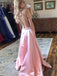 Elegant Pink Halter Pleats A-Line  Popular Maxi Long Party Prom Dresses, FM589