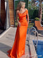 Gorgeous Orange Sweetheart One Shoulder Mermaid Popular Maxi Long Party Prom Dresses, FM595