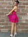 Gorgeous Pink Spaghetti Strap Sleeveless Sleeveless Flower Applique Popular Short Homecoming Prom Dress, CPH279