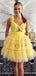 Gorgeous Yellow Ball Gown Ruffle Sleeveless Sleeveless Flower Applique Popular Short Homecoming Prom Dress, CPH281