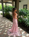 sparkly Pink Sweetheart Mermaid Side Slit Long Prom Dress Ideas, Evening Party Dresses,  FM644