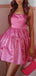 Elegant Pink Square Ball Gown Pleats Sleeveless Popular Short Homecoming Prom Dress, CPH305