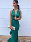 Elegant Green V-Neck Mermaid Sleeveless Popular Maxi Long Party Prom Dresses, FM575