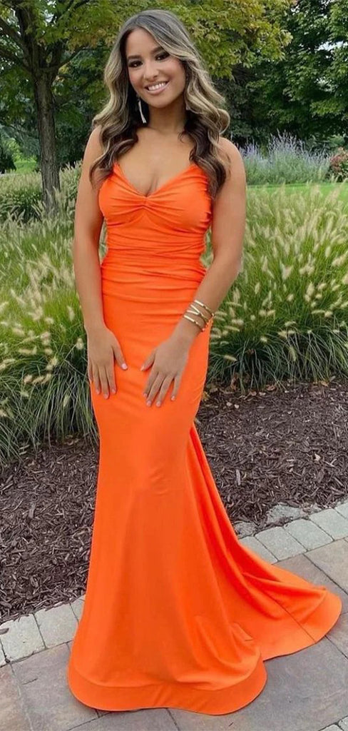 Sexy Orange Sweetheart Mermaid Criss Cross Popular Maxi Long Party Prom Dresses, FM579