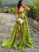 Elegant Green Sweetheart A-Line Side Slit Ruffle Popular Maxi Long Party Prom Dresses, FM581