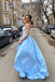 Gorgeous Light Blue A-Line Sweetheart Spaghetti Straps Applique Maxi Long Party Prom Dresses,Evening Gowns,FM104