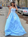 Gorgeous Light Blue A-Line Sweetheart Spaghetti Straps Applique Maxi Long Party Prom Dresses,Evening Gowns,FM104