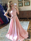 Elegant Pink Halter Pleats A-Line  Popular Maxi Long Party Prom Dresses, FM589