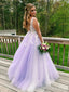 Gorgeous A-Line V Neck Spaghetti Straps Applique Lace Maxi Long Party Prom Dresses,Evening Gowns,FM106