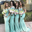 Elegant Sweetheart Off Shoulder Mermaid Satin Dresses for Maid of Honor, Bridesmaid Dresses, CP396