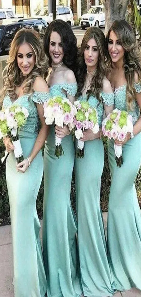 Elegant Sweetheart Off Shoulder Mermaid Satin Dresses for Maid of Honor, Bridesmaid Dresses, CP396