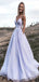 Elegant A-Line V Neck Spaghetti Straps Sequin Maxi Long Party Prom Dresses,Evening Gowns,FM107