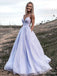 Elegant A-Line V Neck Spaghetti Straps Sequin Maxi Long Party Prom Dresses,Evening Gowns,FM107