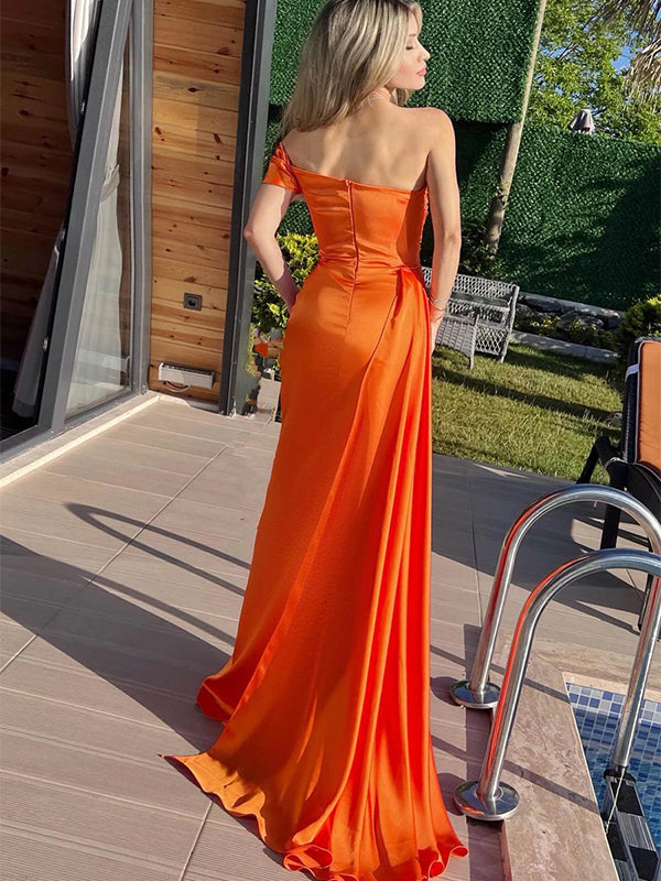 Gorgeous Orange Sweetheart One Shoulder Mermaid&nbsp;Popular Maxi Long Party Prom Dresses, FM595