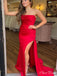 Sexy Red Mermaid Strapless Side Slit Sleeveless Lace Up Maxi Long Party Prom Dresses,Evening Gowns,FM109