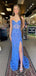 Gorgeous Mermaid Strapless Side Slit Applique Sequin Maxi Long Party Prom Dresses,Evening Gowns,FM112