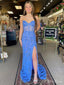 Gorgeous Mermaid Strapless Side Slit Applique Sequin Maxi Long Party Prom Dresses,Evening Gowns,FM112