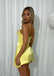 Sexy Yellow Spaghetti Straps Sleeveless Beads Popular Short Homecoming Prom Dress, CPH176