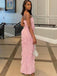 Sexy Pink Strapless Mermaid Side Slit Ruffle Popular Maxi Long Party Prom Dresses, FM607