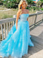 Elegant Blue A-Line Spaghetti Strap Popular Maxi Long Evening Gowns, Formal, Birthday Party, FM426