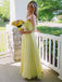 Elegant Yellow Off Shoulder A-Line Side Slit&nbsp;Popular Maxi Long Party Prom Dresses, FM611