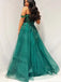 Elegant Green Off Shoulder A-Line Side Slit Lace&nbsp;Popular Maxi Long Party Prom Dresses, FM614