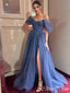 Elegant Purple Sweetheart Off Shoulder Mermaid  Side Slit Sleeveless Popular Maxi Long Party Prom Dresses, FM626