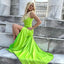 Elegant Light Green Mermaid Spaghetti Straps Side Slit Maxi Long Party Prom Dresses,Evening Gowns,FM121