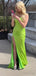 Elegant Light Green Mermaid Spaghetti Straps Side Slit Maxi Long Party Prom Dresses,Evening Gowns,FM121