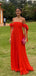 Elegant Red Off Shoulder A-Line Sleeveless&nbsp;Popular Maxi Long Party Prom Dresses, FM616