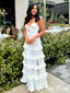 Elegant White Sweetheart A-Line Side Slit Sleeveless Popular Maxi Long Party Prom Dresses, FM617