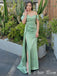 Elegant Green Sweetheart Off Shoulder Mermaid&nbsp; Side Slit Sleeveless Popular Maxi Long Party Prom Dresses, FM625