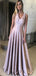 Elegant Purple V-neck A-Line Sleeveless&nbsp; Popular Maxi Long Party Prom Dresses, FM629