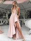 Cute Pink Sweetheart Strapless A-Line Side Slit  Popular Maxi Long Party Prom Dresses, FM628