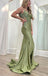 Elegant Green Mermaid Spaghetti Straps Applique Maxi Long Party Prom Dresses,Evening Gowns,FM123