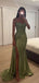 Sexy Green Spaghetti Strap Sleeveless Mermaid Side Slit Long Prom Dress Ideas, Evening Party Dresses, FM639