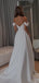 Elegant White Off-Shoulder A-Line Long Wedding Dresses With Sweep Trailing,CPD199