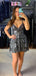 Shiny Spaghetti Strap Sleeveless A-line Sequin Short Homecoming Dresses For Party,CPH314