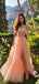 Elegant A-Line Spaghetti Straps Side Slit Applique Maxi Long Party Prom Dresses,Evening Gowns,FM126