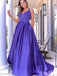 Elegant Purple A-Line Spaghetti Straps V Neck Maxi Long Party Prom Dresses,Evening Gowns,FM127