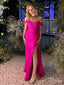 Elegant Pink Mermaid Off-Shoulder Side Slit Popular Maxi Long Evening Gowns, Formal, Birthday Party, FM428