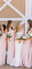 Pink Simple A-Line  Side Slit Spaghetti Straps Dresses for Maid of Honor, Bridesmaid Dresses, CP360