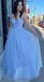 Elegant A-Line Spaghetti Straps V Neck Maxi Long Party Prom Dresses,Evening Gowns,FM130