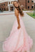 Floral Light Pink A-Line Spaghetti Straps Maxi Long Party Prom Dresses,Evening Gowns,FM132