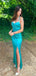 Sexy Teal Mermaid Halter V Neck Side Slit Maxi Long Party Prom Dresses,Evening Gowns,FM136