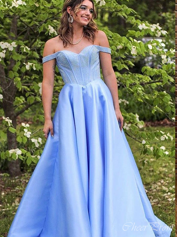 Gorgeous A-Line Sweetheart Off Shoulder Maxi Long Party Prom Dresses,Evening Gowns,FM140