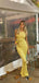 Shiny Yellow Mermaid Jewel Sleeveless Sequin Maxi Long Party Prom Dresses, Evening Gowns, FM329