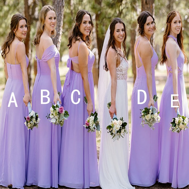 Elegant Purple A-Line Different Type Sleeveless Dresses for Maid of Honor, Bridesmaid Dresses, CP371