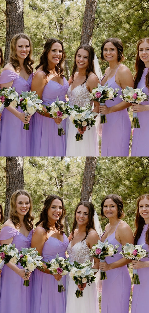 Elegant Purple A-Line Different Type Sleeveless Dresses for Maid of Honor, Bridesmaid Dresses, CP371