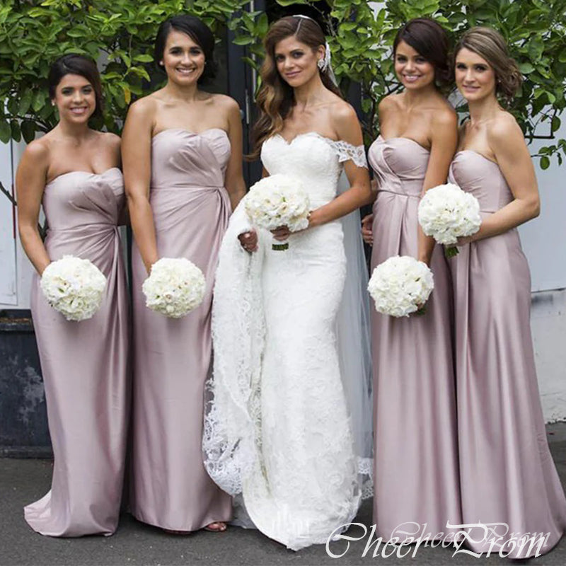 Elegant Pink Mermaid Sweetheart Pleats Sleeveless Dresses for Maid of Honor, Bridesmaid Dresses, CP370